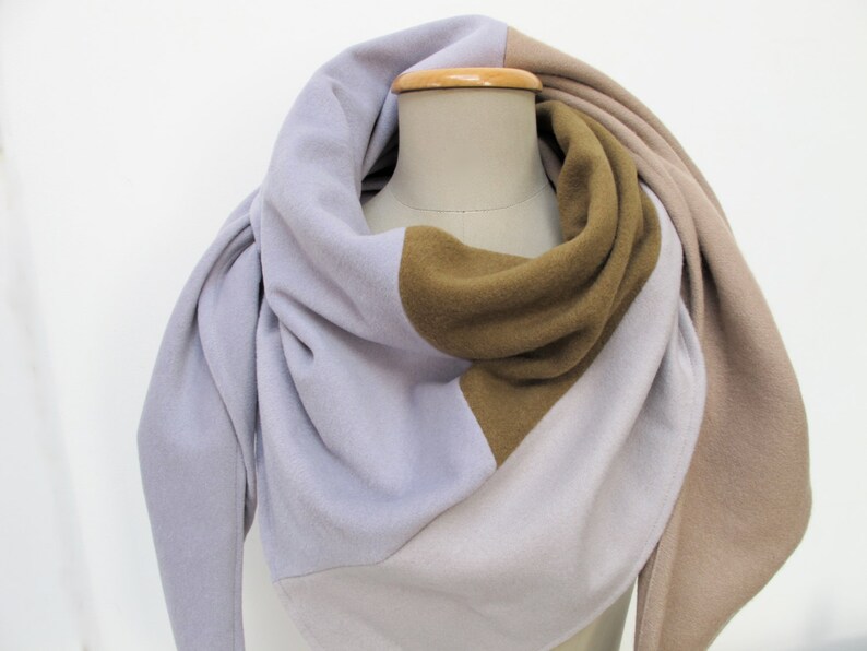 shawl triangular patchwork wool wrap 画像 3