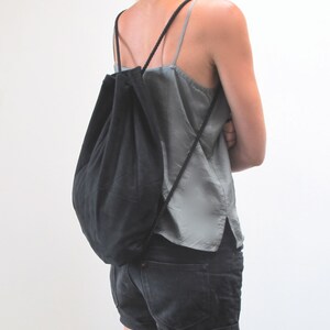 geometric backpack, vegan suede, charcoal image 4