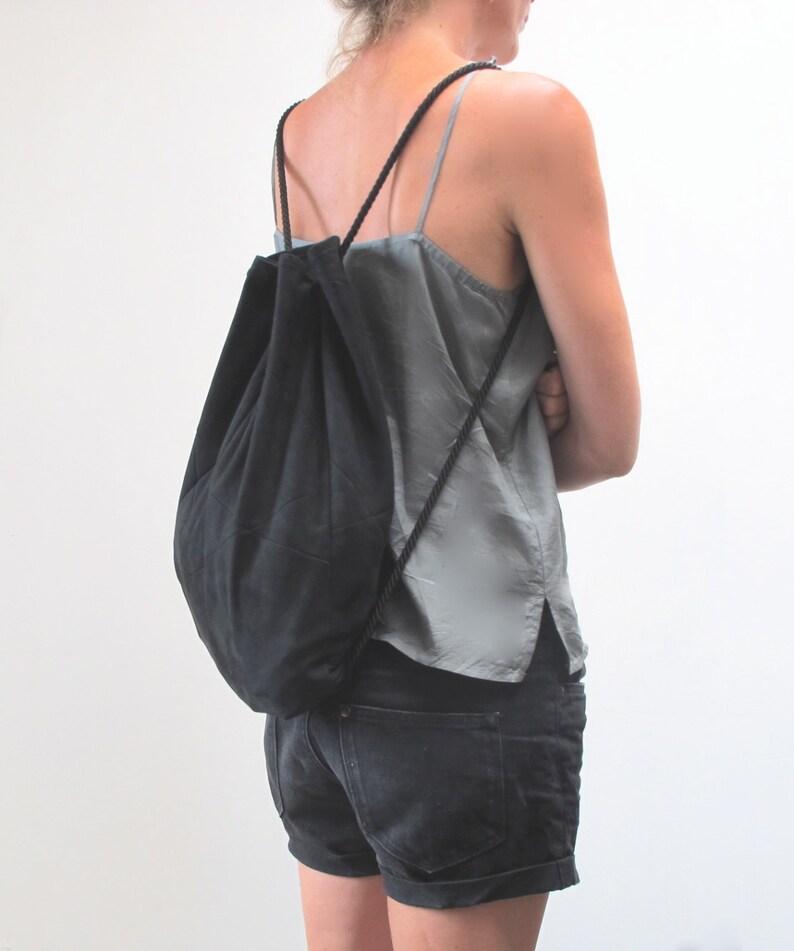 geometric backpack, vegan suede, charcoal image 4