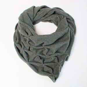 geometric origami wool shawl superwarm sculptural wrap triangular 100% wool scarf in grey image 5