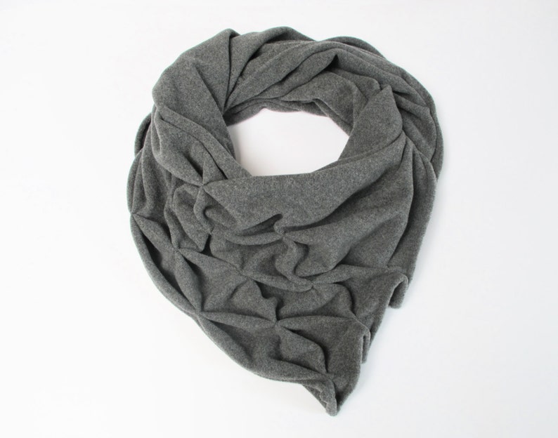 geometric origami wool shawl superwarm sculptural wrap triangular 100% wool scarf in grey image 5