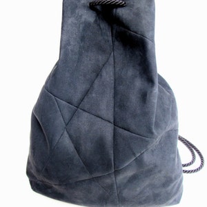 geometric backpack, vegan suede, grey image 5