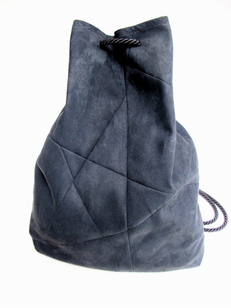 geometric backpack, vegan suede, charcoal image 1