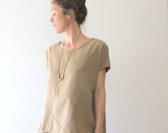 shirt geometrisch sand 100% modal