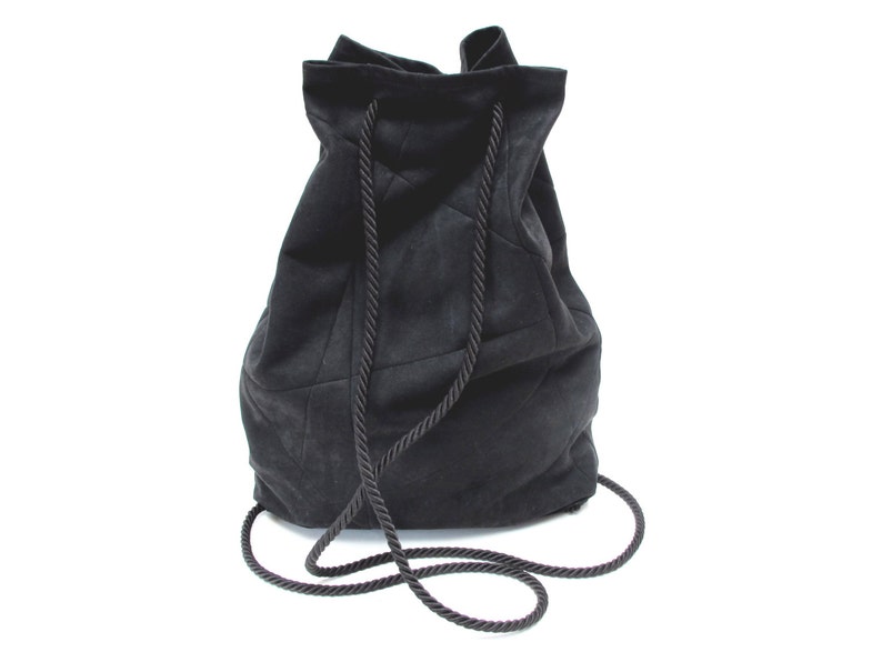 geometric backpack, vegan suede, charcoal image 2