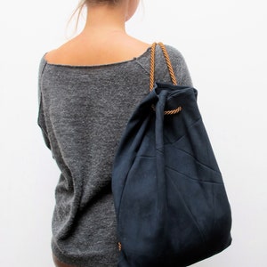 geometric backpack, vegan suede, grey image 6