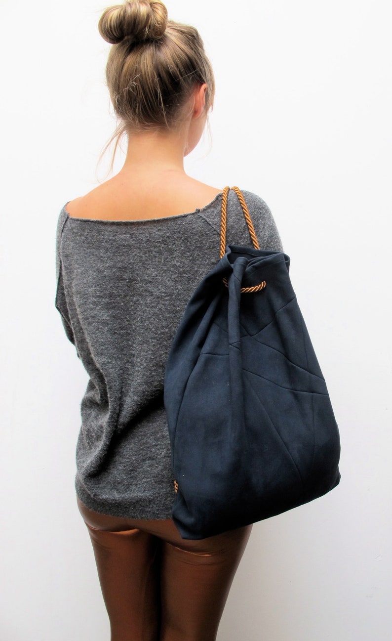 geometric backpack, vegan suede, grey image 6
