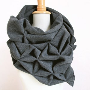 geometric origami wool shawl superwarm sculptural wrap triangular 100% wool scarf in grey image 1