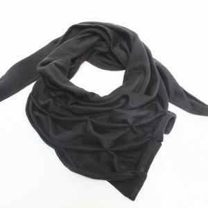geometric cotton shawl sculptural wrap triangular, sweatshirt fabric in black image 4