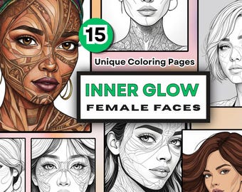 Women Portrait Coloring Pages | Inner Glow: 15 Abstract Designs (Printable PDF)