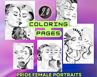 Abstract Lesbian Couples Coloring Pages: Pride 2026 (Printable PDF)