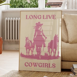 Cowgirl Aesthetic Pink Print, Long Live Cowgirls Poster, Western Rodeo Wall Art, Coastal Cowgirl Decor