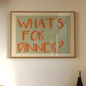 What&#39;s For Dinner Print: Modern Kitchen Typography Art (Digital Download)