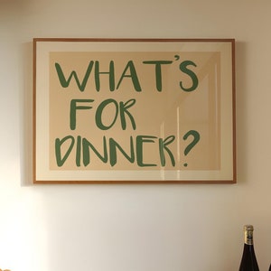 Grappige keukenposter digitale print What's For Dinner Art Print 2 Download keukenmuurdecoratie afdrukbare muurkunst