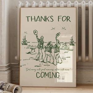 Vintage Sailor &#39;Thanks For Coming&#39; Poster: Beachy Wall Art (Digital Print)