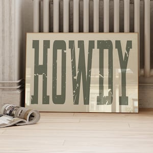 Howdy Typography Art Print, Modern Western Wall Art, Rustic Southwestern Decor, Retro Howdy Poster, Southern Home Digital Print