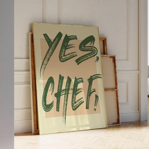 Tak, kucharz Plakat Cyfrowe pobieranie Nowoczesna sztuka ścienna do kuchni Wydrukuj Dekoracja ścienna w stylu Mid Century Modern Estetyczny wystrój mieszkania