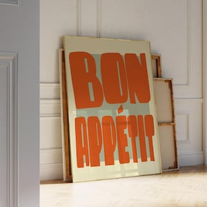 Bon Appetit プリント デジタルダウンロード フランス語の名言 キッチンウォールアート モダンミニマリストウォールデコレーション プリントウォールアート バーカートデコレーション