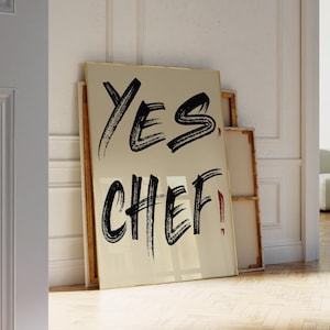 Yes Chef デジタルプリント 4枚セット レトロキッチンウォールアート 印刷可能 ミニマリストキッチン装飾 バーカートアートプリント 新築祝いギフト トレンディプリント