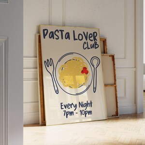Pasta Lover Club Print: Modern Kitchen Wall Art (Digital Download)