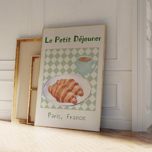 French Breakfast Print Digital Art Download Retro Kitchen Wall Art Printable Foodie Art Poster Vintage Croissant Print Aesthetic Apartment