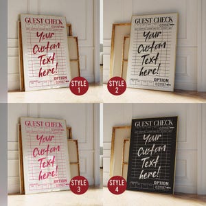 Guest Check Custom Poster, Retro Wall Art, Preppy Digital Download, Cute Apartment Decor, Bar Cart Printable, Red Wall Art Print