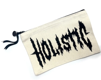 HOLISTIC METAL Beige Canvas Cosmetic Zipper Bag