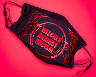 W.A.R. Witches Against Racism Red Washable Face Mask