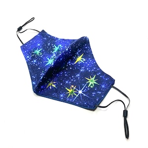 SPACED OUT with Holographic stars Cotton Washable Face Mask