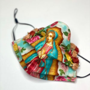 Virgen de Guadalupe Ribbon Flower Washable Face Mask