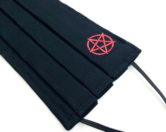 PENTAGRAM Red on Black Cotton Washable Face Mask