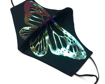 MONARCH BUTTERFLY HOLOGRAPHIC Cotton Washable Face Mask