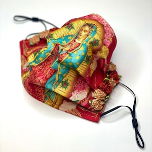 DIOSA Virgen de Guadalupe Ribbon Flower Washable Face Mask