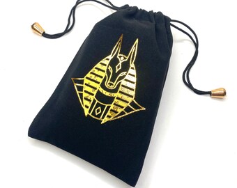 ANUBIS Gold Foil on Black Velvet sunglasses tarot crystal bag