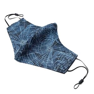SPIDER WEBS on Black Cotton Washable Face Mask