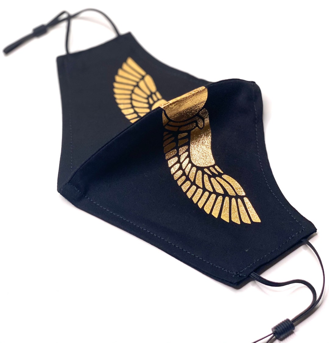 WINGED SUN Gold on Black Cotton Washable Face Mask - Etsy
