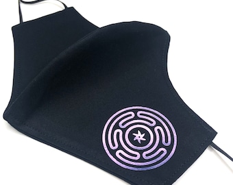 HECATE iridescent Black Cotton Washable Face Mask