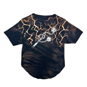 DOUBLE TROUBLE FLAIL Lightning on black crop Tshirt