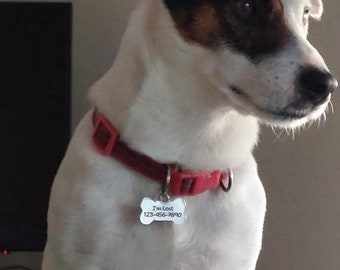 Custom Bone Dog Tag: Personalized Pet ID, Engraved Name & Number