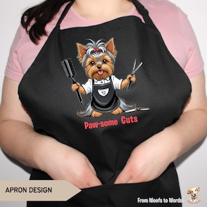 Cute Yorkshire Terrier Hair Stylist Art Funny Dog Salon Design Printable Digital Download Dog Lover Gift AI Art Mugs T-Shirts Hoodies Aprons