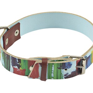Luxury Pet Collar Abstract Design Leather Construction Premium Quality Material Handpainted Artistic Pattern Custom Made Accessory Unique Style Statement Dog Show Quality Boutique Collection Fashionable Distinctive Look Elegant Refined