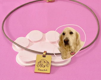 Custom Pet Portrait Necklace: Engraved Dog Cat Memorial Pendant