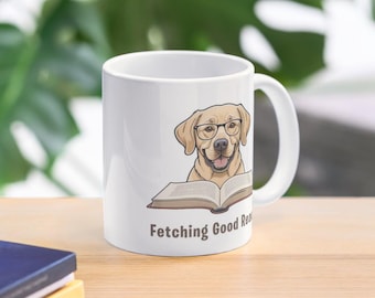 Funny Labrador Librarian Art: Reading Dog Cartoon (Digital Download)