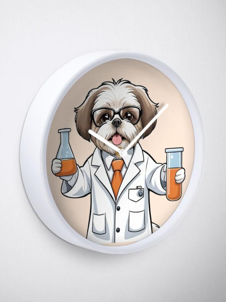Shih Tzu Scientist Cartoon – Funny Dog Wall Art Printable – Cute Pet ...