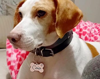 Custom Engraved Dog Tag, Personalized Bone Pet ID Tag, Puppy Lovers Name Gift