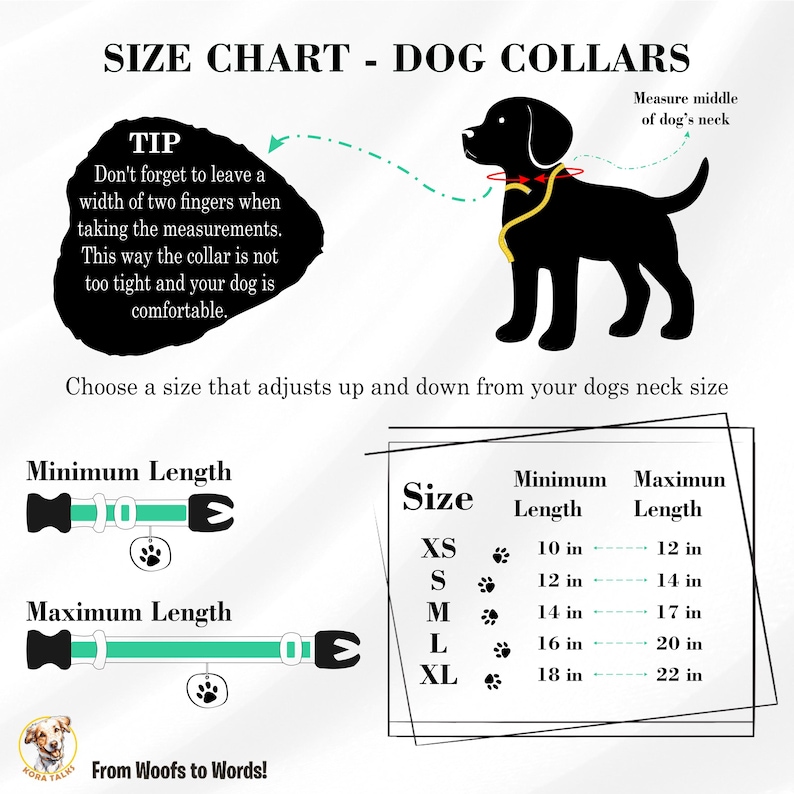 Size chart for Collar
