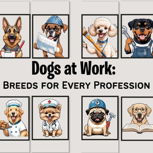 Personalized Funny Dog Breed and Profession Cute PNG Whimsy Graphic Cartoon Pet Portrait Dog Lover Gift Dog Mom Dog Dad Digital Download