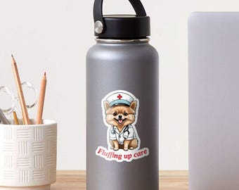 Funny Pomeranian Nurse Art: Cartoon Dog Lover Gift (Digital Download)