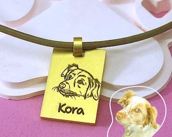 Custom Pet Portrait Necklace: Stainless Steel Dog Cat Memorial Jewelry