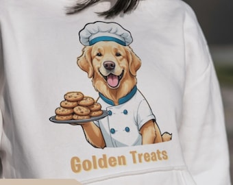 Golden Retriever Chef Cartoon Art: Funny Dog Baker (Digital Download)